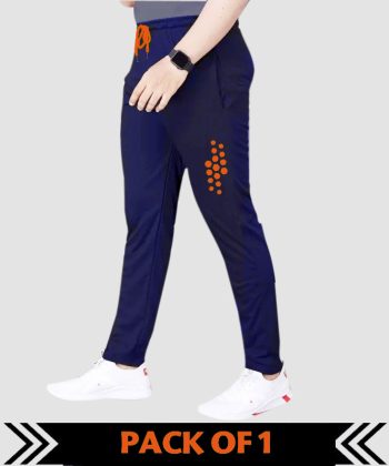 MALAKAR® Track Pants for Men || Activewear Pants || Men’s Joggers Polyester with 2 Side Zipper Pockets Casual Trousers Stretchable (Sports | Gym | Yoga) (DOT Orange) (Pack of 1)