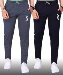 MALAKAR® Track Pants for Men || Activewear Pants || Men’s Joggers Polyester with 2 Side Zipper Pockets Casual Trousers Stretchable (Sports | Gym | Yoga) (4 LINE)(Pack of 2)