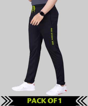 MALAKAR®Track Pants for Men || Activewear Pants || Men’s Joggers Polyester with 2 Side Zipper Pockets Casual Trousers Stretchable (Sports | Gym | Yoga) (Green Sport) (Pack of 1)