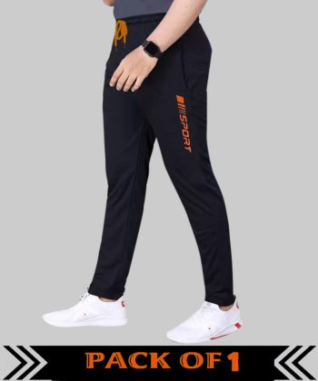 MALAKAR® Track Pants for Men || Activewear Pants || Men’s Joggers Polyester with 2 Side Zipper Pockets Casual Trousers Stretchable (Sports | Gym | Yoga) (New Orange Sport) (Pack of 1)
