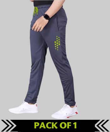 MALAKAR® Track Pants for Men || Activewear Pants || Men’s Joggers Polyester with 2 Side Zipper Pockets Casual Trousers Stretchable (Sports | Gym | Yoga) (DOT Green) (Pack of 1)