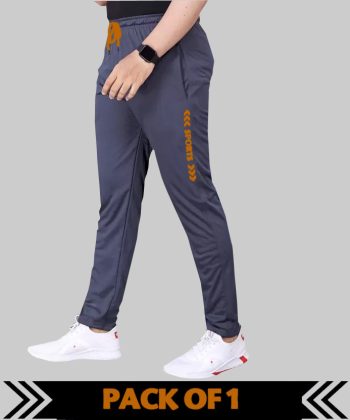 MALAKAR® Track Pants for Men || Activewear Pants || Men’s Joggers Polyester with 2 Side Zipper Pockets Casual Trousers Stretchable (Sports | Gym | Yoga) (Orange Sport) (Pack of 1)