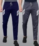 Track Pants for Mens/Joggers for Men/Lower Lycra Blend with 2 Side Zipper Pockets for Gym, Exercise, Morning Walk, Sports 3 Line Combo 01 (Pack of 2)