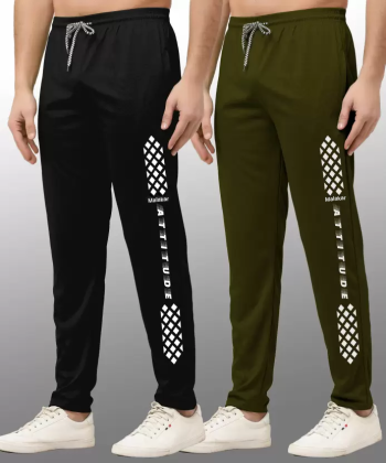 MALAKAR® Track Pants for Mens/Joggers for Men/Lower Lycra Blend with 2 Side Pockets for Gym, Exercise, Morning Walk, Sports Attitude Combo M