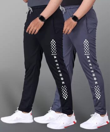 MALAKAR® Track Pants for Mens/Joggers for Men/Lower Lycra Blend with 2 Side Zipper Pockets for Gym, Exercise, Morning Walk, Sports Attitude Combo 01 Sports (PACK OF 2)