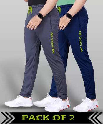 MALAKAR® Track Pants for Men || Activewear Pants || Men’s Joggers Polyester with 2 Side Pockets Casual Trousers Stretchable (Sports | Gym | Yoga) (Green Sport)(Pack of 2)