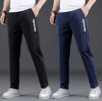 MALAKAR® Track Pants for Men || Activewear Pants || Men’s Joggers Polyester with 2 Side Zipper Pockets Casual Trousers Stretchable (Sports | Gym | Yoga) (White Sports 1)(Pack of 2)